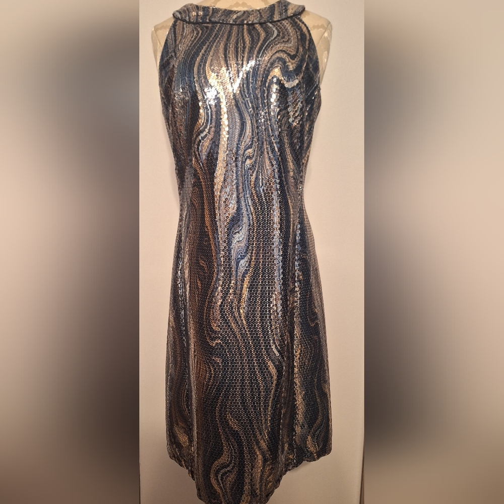 Frank Lyman Blue and Silver Sequin Dress
